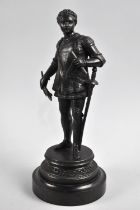 A Continental Bronzed Spelter Figure of Warrior Prince, 30cms High