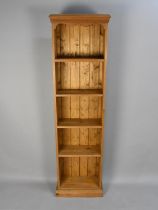 A Modern Pine Narrow Four Shelf Bookcase, 49cms Wide and 180cms High