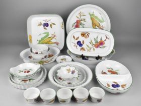 A Collection of Royal Worcester Evesham Vale to Comprise Oval Serving Dishes, Flan Dishes, Large