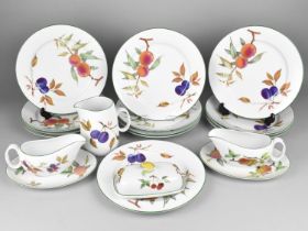 A Collection of Royal Worcester Evesham Vale Dinnerwares to Comprise Thirteen Plates, Two Sauce