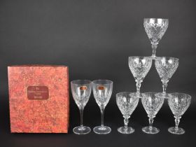 A Set of Six Nice Quality Cut Glass Wines Together with a Boxed Set of Two Doulton International