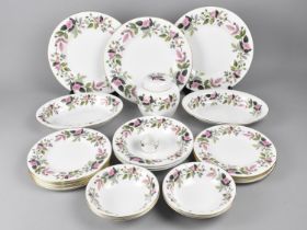 A Wedgwood Hathaway Dinner Service to Comprise Three Large Plates, Twelve Small Plates, Three Bowls,