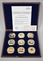 A Cased Collection of Nine Limited Edition Medallions, "Most Famous Battleships"