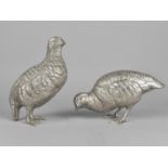 A Pair of Italian Silver Plated Studies of Quail, 16.5cms High