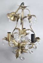 A Modern Three Branch Ceiling Chandelier with Perspex Droppers