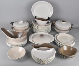A Large Collection of Poole Two Tone Pink and Brown Dinnerwares to Comprise Plates, Lidded