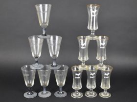 Two Sets of Six Advertising Glasses, Pink Lady and Pony