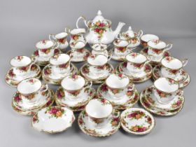 A Royal Albert Old Country Roses Tea Set to Comprise Twelve Teacups, Twelve Saucers, Tea Pot, Milk