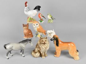 A Collection of Beswick Animal and Birds to Include Barn Owl, Cockerel, Cats, Pony etc