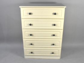 A Modern Cream Painted Five Drawer Chest, 76cms Wide