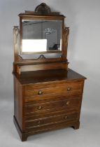 A Late Victorian/Edwardian Dressing Chest with Three Long Drawers and Raised Back with Swing Mirror,