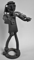 A Metal Figure of a Violinist Made from Nuts, Bolts and Washers Etc, 24cms High