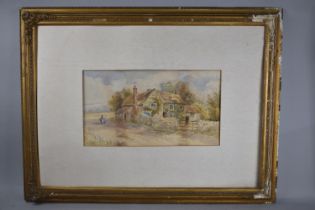 A Gilt Framed but Unglazed Watercolour, Country Cottage Scene with Mother and Child, Signed E