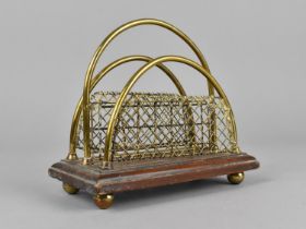 A Late 19th/Early 20th Century Brass Two Division Letter Rack Set on Rectangular Mahogany Plinth,