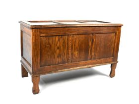 A Mid 20th Century Oak Lift Top Coffer with Three Panel Front, 91cms Wide