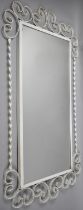 A White Painted Wrought Metal Framed Mirror, 44x79cm