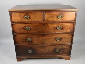 A 19th Century Mahogany Chest of Two Short and Three Long Drawers, Bracket Feet, 110cms Wide