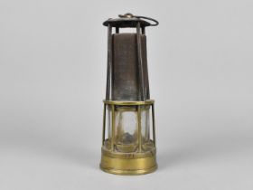 An Early 20th Century Brass Miners Safety Lamp, 24cms High