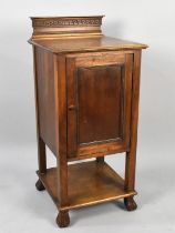 A Mid 20th Century French Galleried Bedside Cabinet with Panelled Door, 38cms Wide