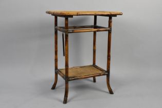 A Mid 20th Century Bamboo Occasional Table with Stretcher Shelf, 52cms Wide