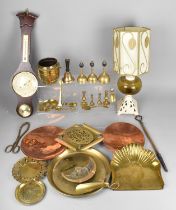 A Collection of Various Brassware to Comprise Bells, Miniature Candlesticks, Dishes Etc