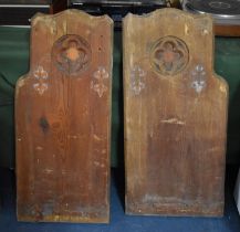 A Pair of 19th Century Carved Pine Pew Ends, Each 92cms High