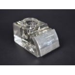 A Glass and Silver Presentation Inkwell by John Grinsell & Sons, the Hinged Flap Opening to Reveal