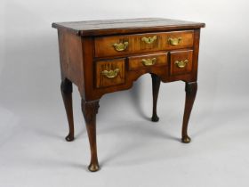 A Reproduction Walnut Lowboy with Crossbanded Top, Single Long Drawer Over Centre Small Drawer