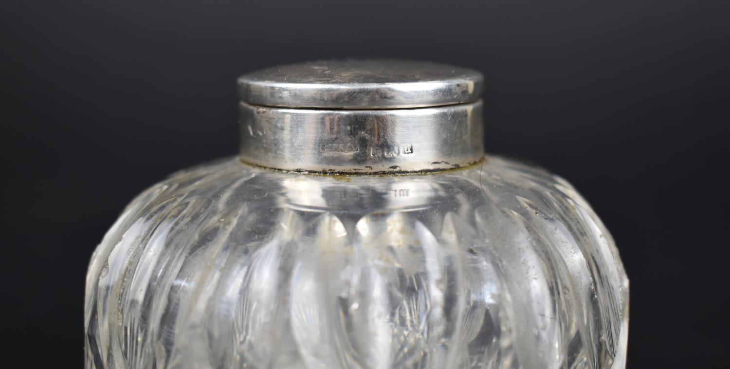 A Large Cut Glass and Silver Topped Inkwell, Birmingham Hallmark, 8cm high - Image 2 of 2