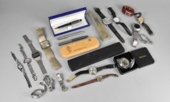 A Collection of Various Vintage Wristwatches, Pocket Watch, Pen Etc