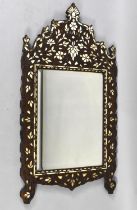 A Large Indian Wall Hanging Mother of Pearl Inlaid Mirror, 59cms by 112cms High