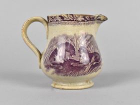 A Small 19th Century English Transfer Printed Jug, Lion and Lioness, 9.5cm high