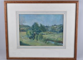 A Framed Watercolor, Summers Day, River Sid, Devon, by Marjorie Procter, 27.5x37cms