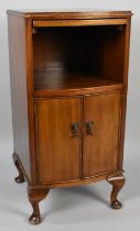 An Edwardian Mahogany Bow Fronted Bedside Cabinet with Top Slide, Open Storage Area and Base