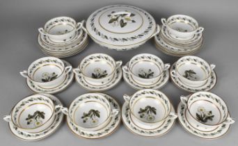 A Royal Worcester 'Bernina' Pattern Soup Set to Comprise Twin Handled Soup Bowls, Saucers, Side