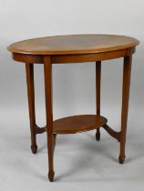 An Edwardian Oval Topped Occasional Table, 75cms Wide