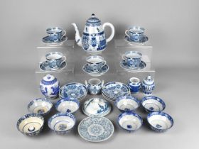 A Collection of Various Oriental Blue and White Ceramics to Comprise Chinese Porcelain Lid Decorated