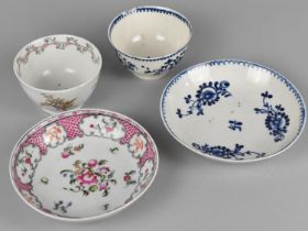 An Early 19th Century English Blue and White Tea Bowl and Saucer Decorated in a Floral Motif