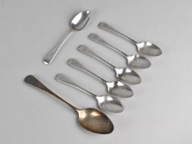 A Set of Six Georgian Silver Teaspoons Together with a Single Georgian Silver Tablespoon, 178g