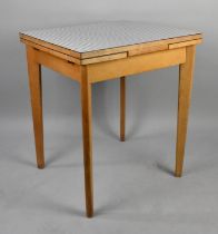 A 1960s Formica Topped Draw Leaf Kitchen Table, 68cms by 60 When Closed