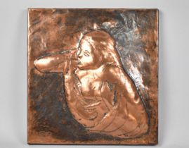 A Modern Beaten Copper Relief Study of Sleeping Maiden, 26.5x27.5cms