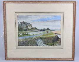 A Framed Watercolour by Marjorie Palmer, The Canal, Bude, Details Verso, 27x37cms