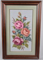 A Framed Tapestry, Roses, 47x24cm