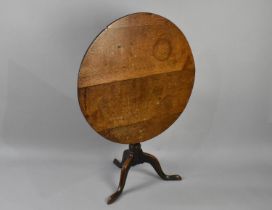 A 19th Century Circular Oak Snap Top Tripod Table, Condition Issues, 84cms Diameter