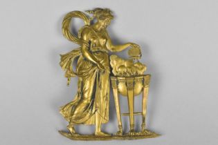 A 19th Century Pressed Brass French Mount Depicting Classical Maiden, 15cms HIgh