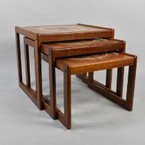 A 1970s Tile Topped Nest of Three Tables, 53cms Wide