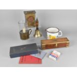 A Collection of Various Sundries to Comprise Brass Bell with Turned Wooden Handle, Brass Mounted