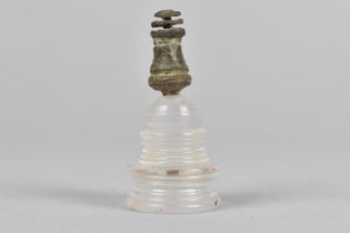 A Chinese Rock Crystal and Bronze Traveling Font/Item, in Three Pieces of Turned Form 5cm high