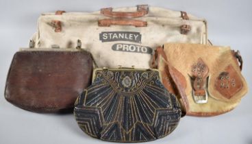 A Stanley Proto Canvas Bag Together with Three Various Vintage Ladies Handbags