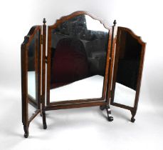 A Mid 20th Century Walnut Framed Triple Dressing Table Mirror, 67cms High